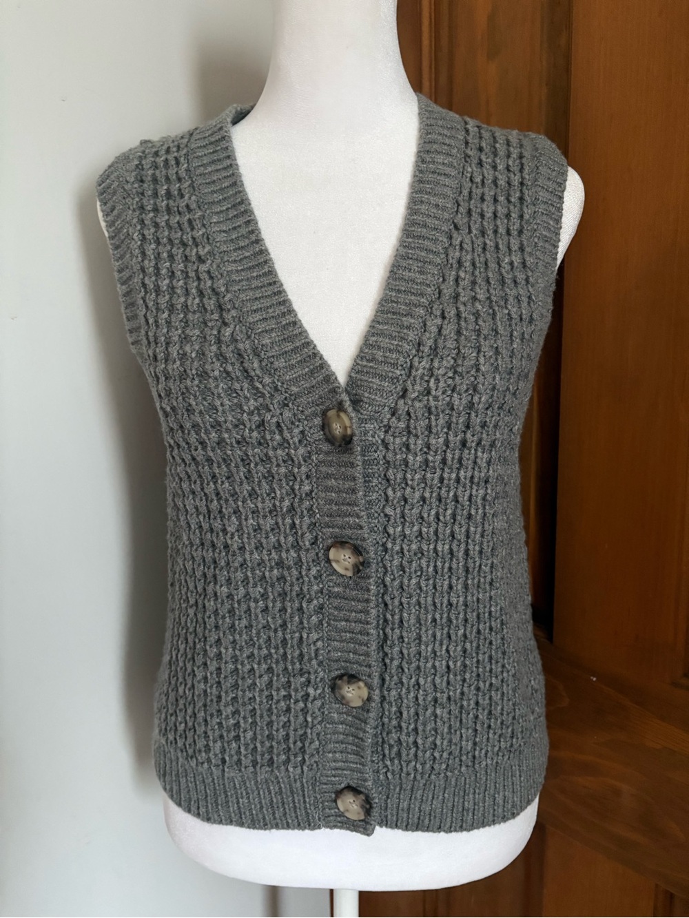 NEW Madewell S Small Chunky Knit Button Front Sweater Vest Grandpa Sleeveless